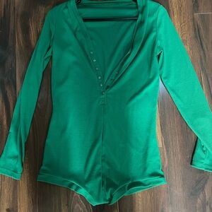 Green Long Sleeve Bodysuit romper
